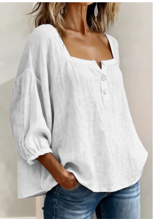 Arelia – Blusa Boho de Algodón con Botones