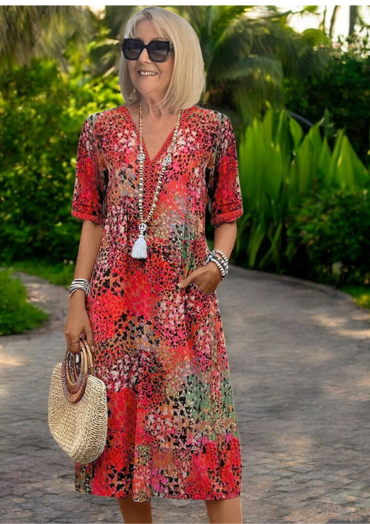 Isla – Vestido Boho Chic Estampado Vibrante