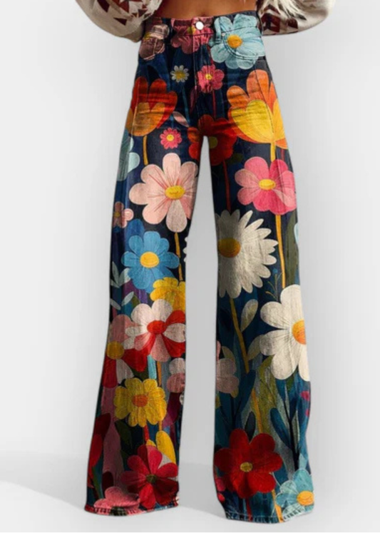 Frida – Pantalón palazzo floral vibrante&nbsp;