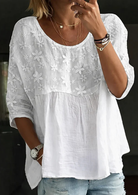 Lunelle – Blusa Boho Bordada Floral