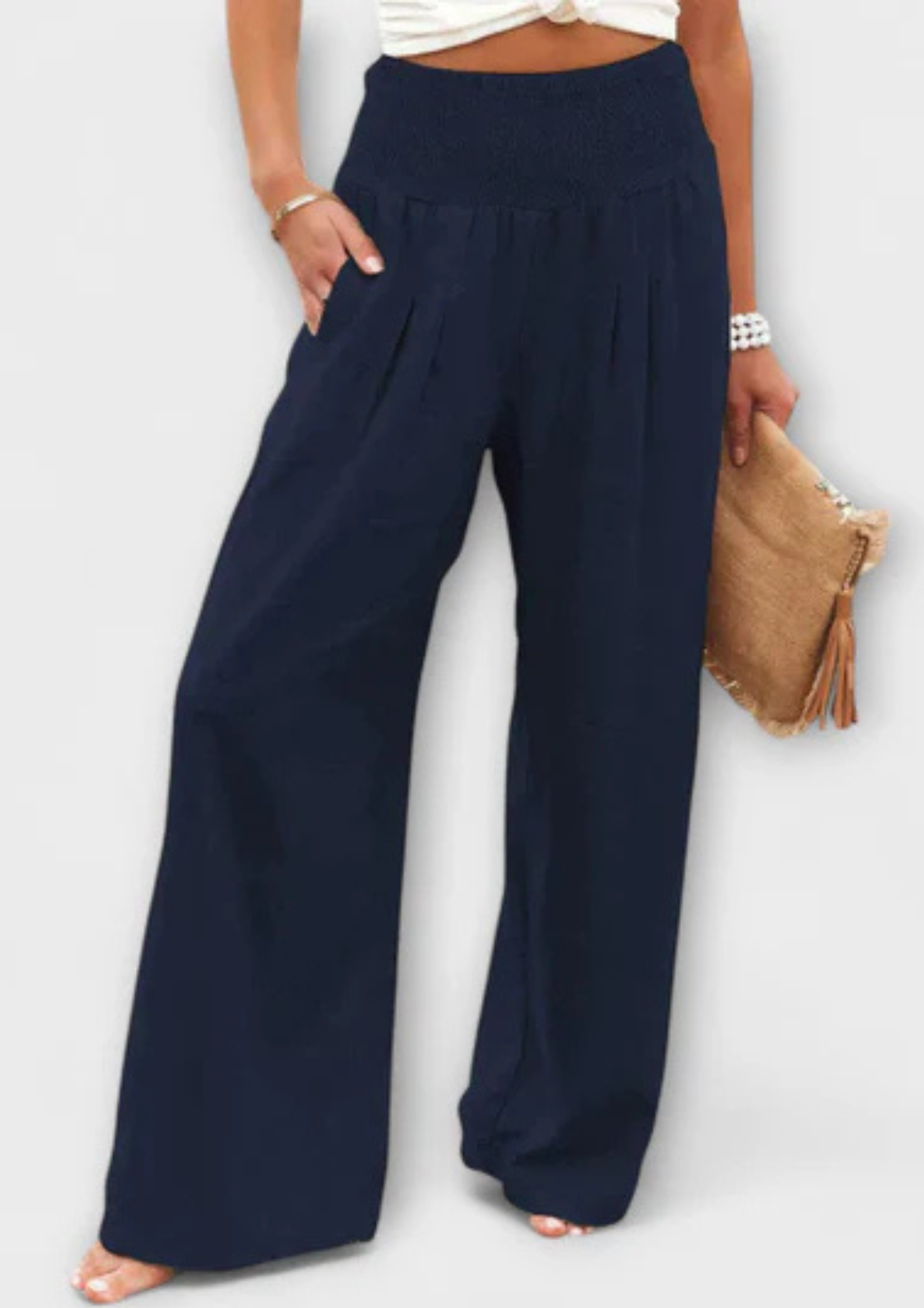 Camila - Pantalón palazzo cintura elástica