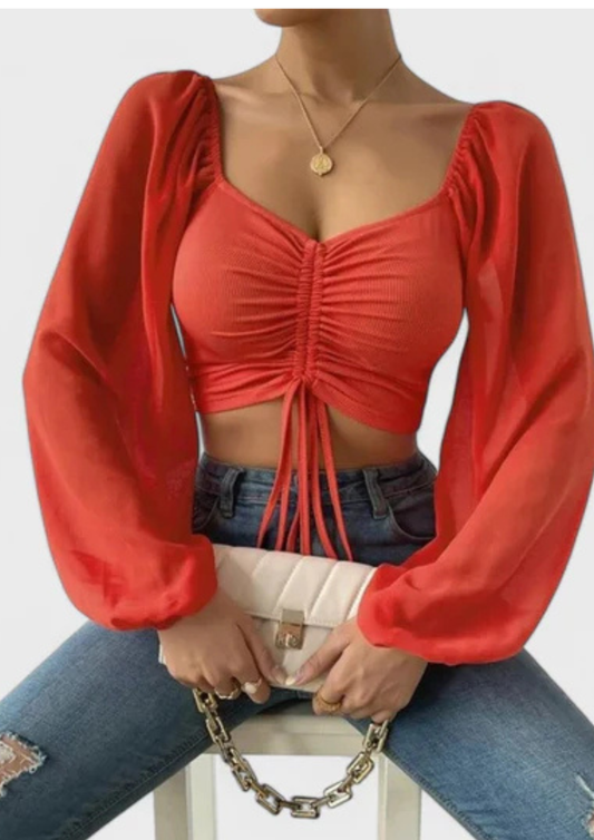 Mireia - Blusa crop fruncida sensual&nbsp;