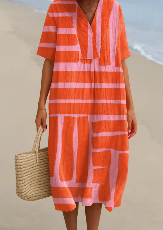 Zymera – Vestido Boho Geométrico Vibrante