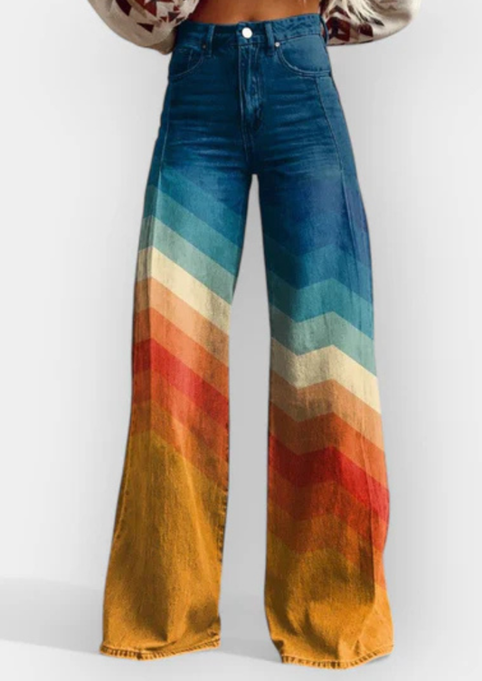 Arcoíris – Pantalón palazzo denim degradado