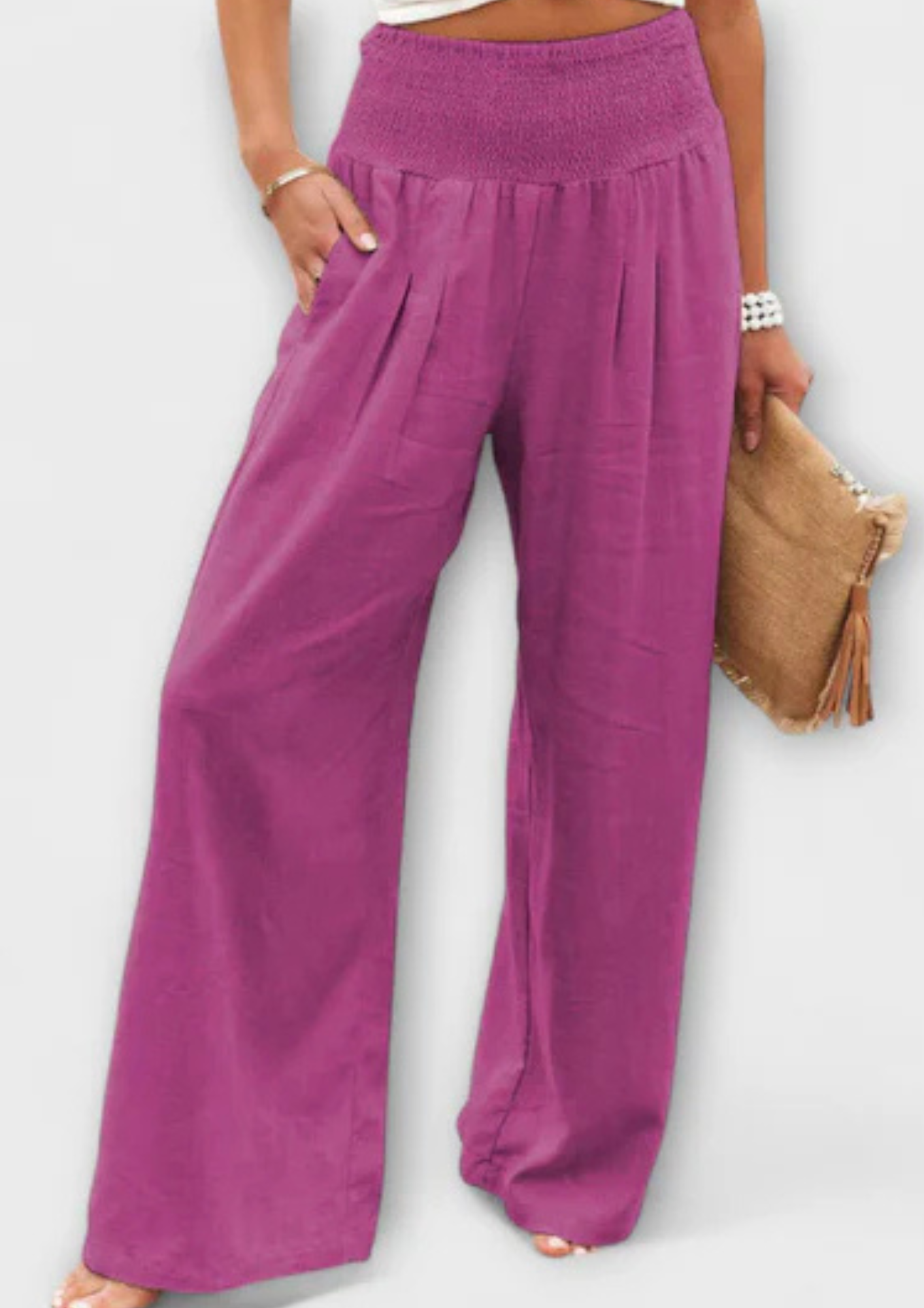 Camila - Pantalón palazzo cintura elástica