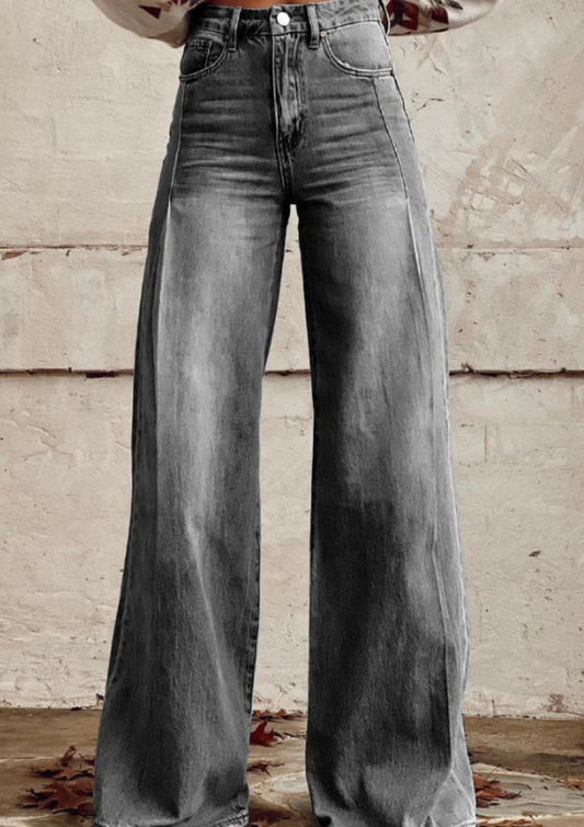 Mara – Pantalón palazzo denim efecto lavado
