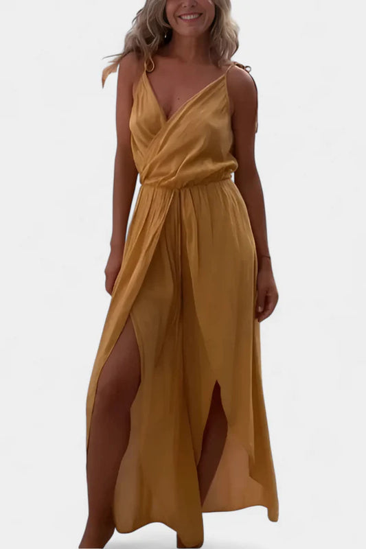 Donatella – Mono fluido con escote cruzado y abertura lateral
