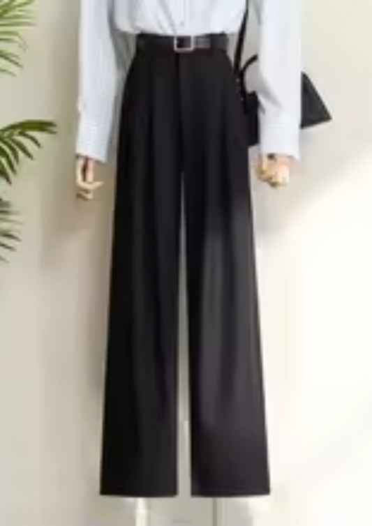 Shamil- Pantalón Palazzo elegante de Corte Fluido con bolsillos