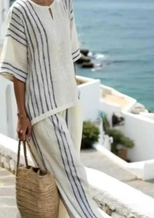 Calypso – Conjunto Boho de Lino Fluido Mediterráneo