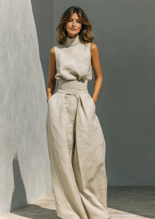 Vanessa - Conjunto elegante de cuello alto y pantalón fluido&nbsp;