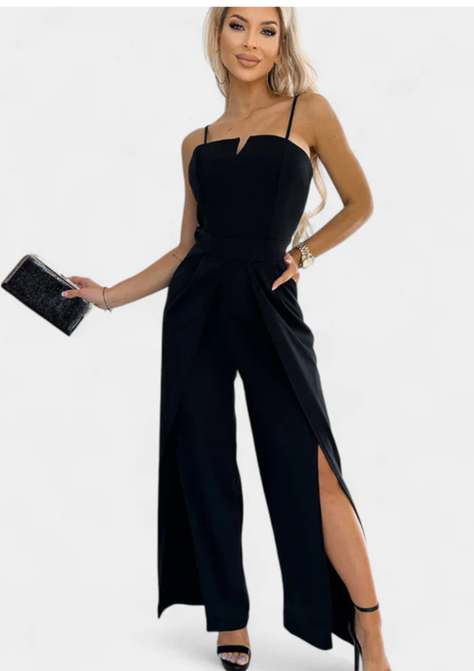 Daniela – Mono elegante negro con abertura lateral