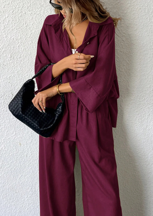 Camila – Conjunto Fluido Oversize de Dos Piezas