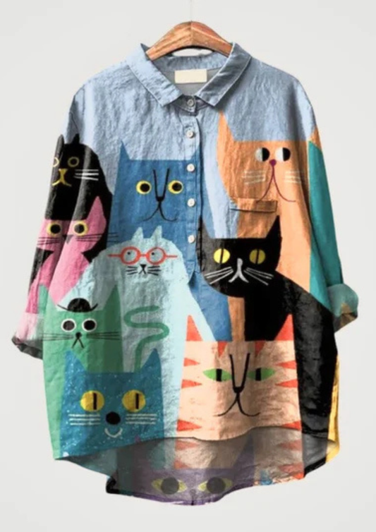 Michi - Camisa estampada gatos arty