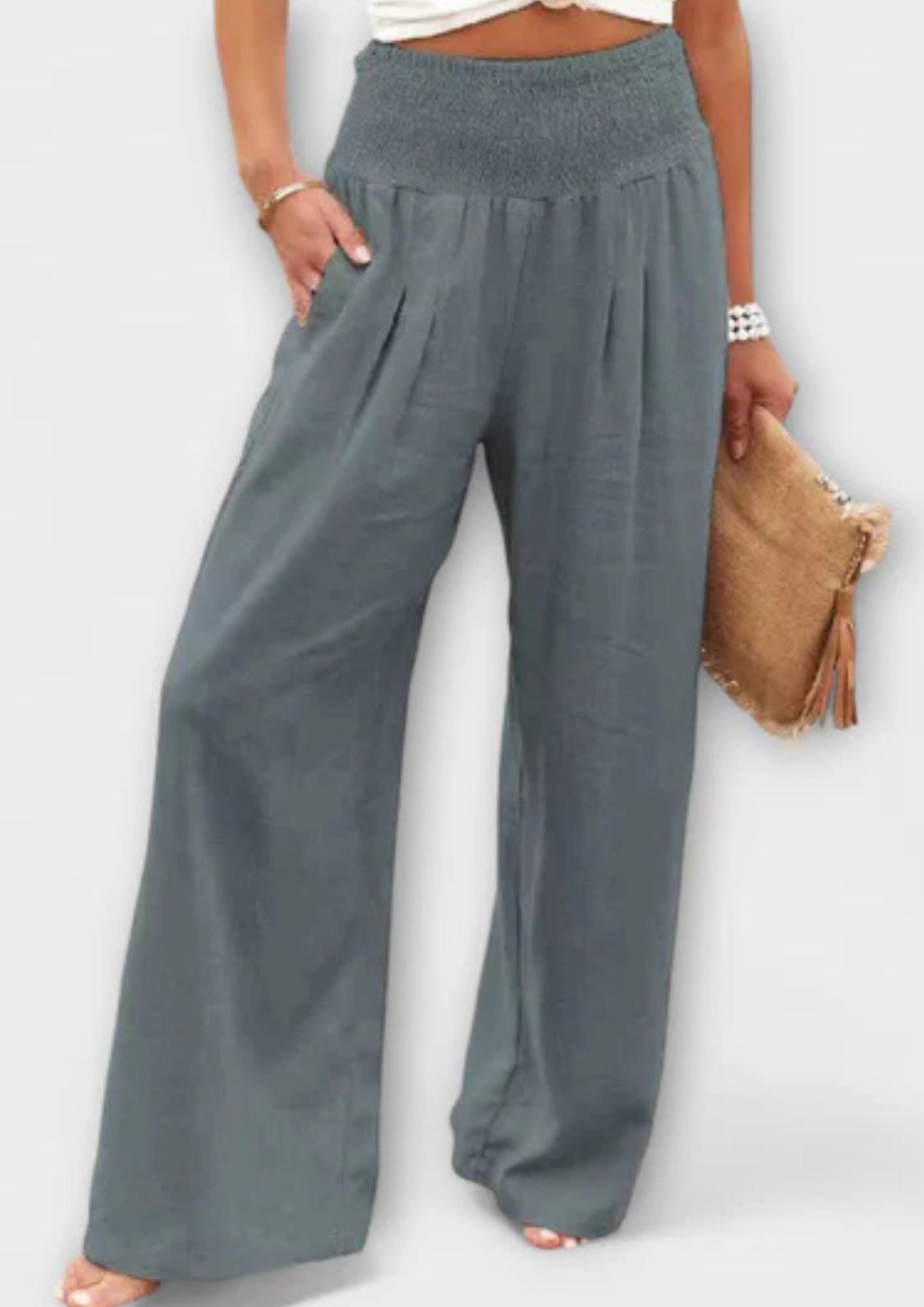 Camila - Pantalón palazzo cintura elástica