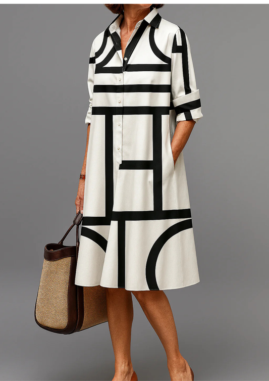 Sandra – Vestido Camisero Artístico Multicolor