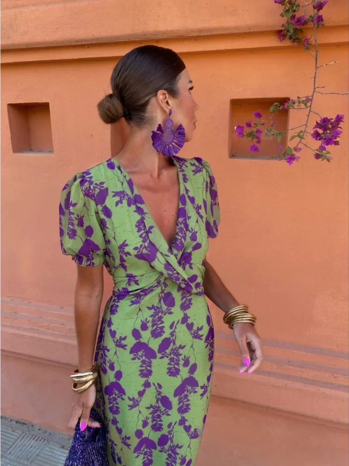 💜Valeria - Exquisito verde floral.