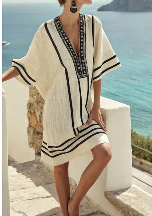 Zyra – Vestido Boho Minimal de Rayas